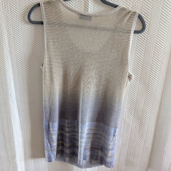 Allison Daley Sleeveless Knit Top Size Medium Metallic Tie-Dye Gold and Blue - Picture 5 of 11